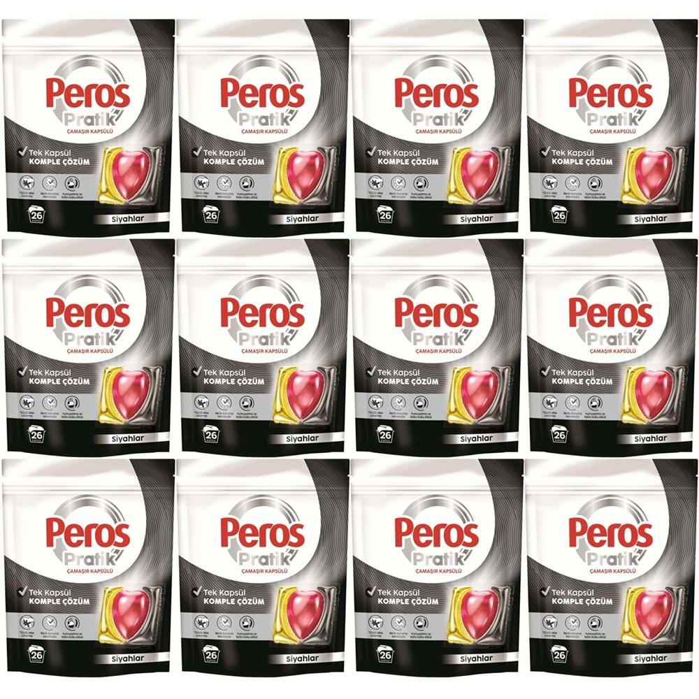 Peros Pratik Matik Çamaşır Deterjanı Kapsülü - Tableti 312 Adet Siyahlar (12PK*26)