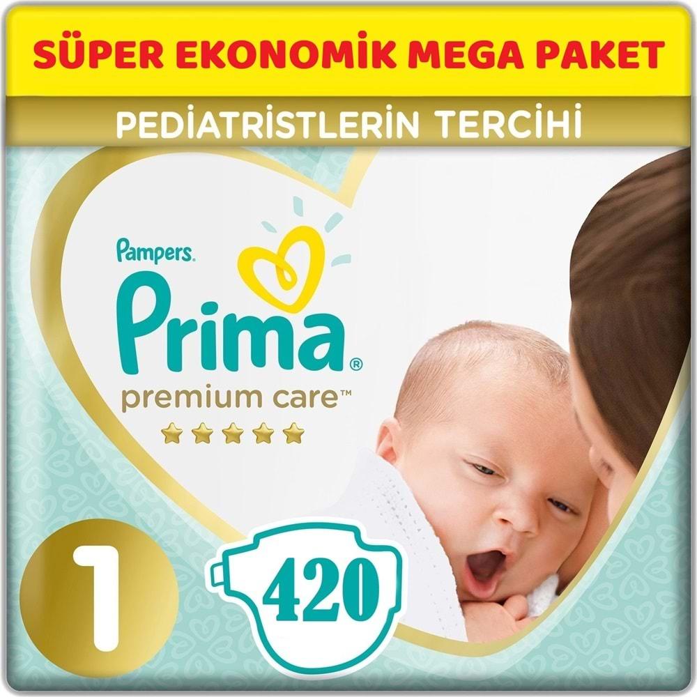 Prima Premium Care Bebek Bezi Beden:1 (2-5Kg) Yeni Doğan 420 Adet Süper Ekonomik Mega Pk