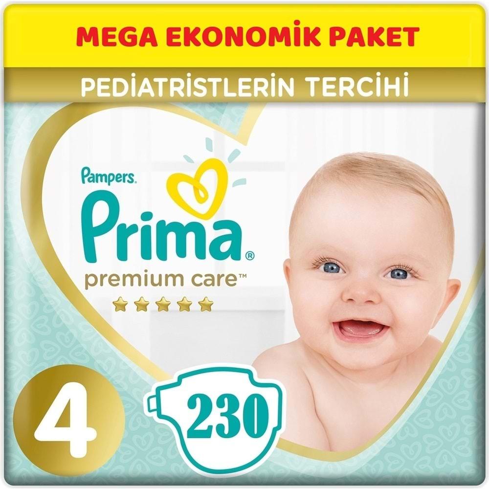 Prima Premium Care Bebek Bezi Beden:4 (9-14Kg) Maxi 230 Adet Mega Ekonomik Pk