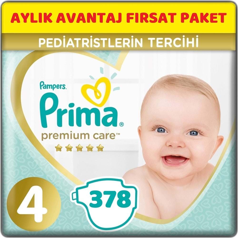 Prima Premium Care Bebek Bezi Beden:4 (9-14Kg) Maxi 378 Adet Aylık Avantaj Fırsat Pk