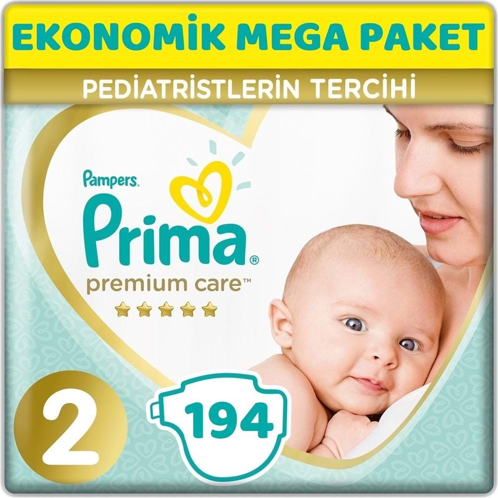 Prima Premium Care Bebek Bezi Beden:2 (4-8KG) Mini 194 Adet Ekonomik Mega Pk