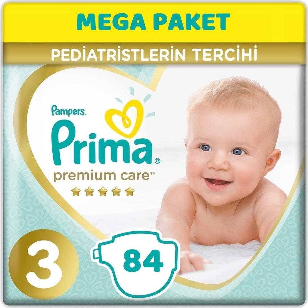 Prima Premium Care Bebek Bezi Beden:3 (6-10Kg) Midi 84 Adet Mega Pk