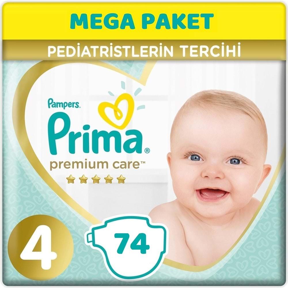 Prima Premium Care Bebek Bezi Beden:4 (9-14Kg) Maxi 74 Adet Mega Pk