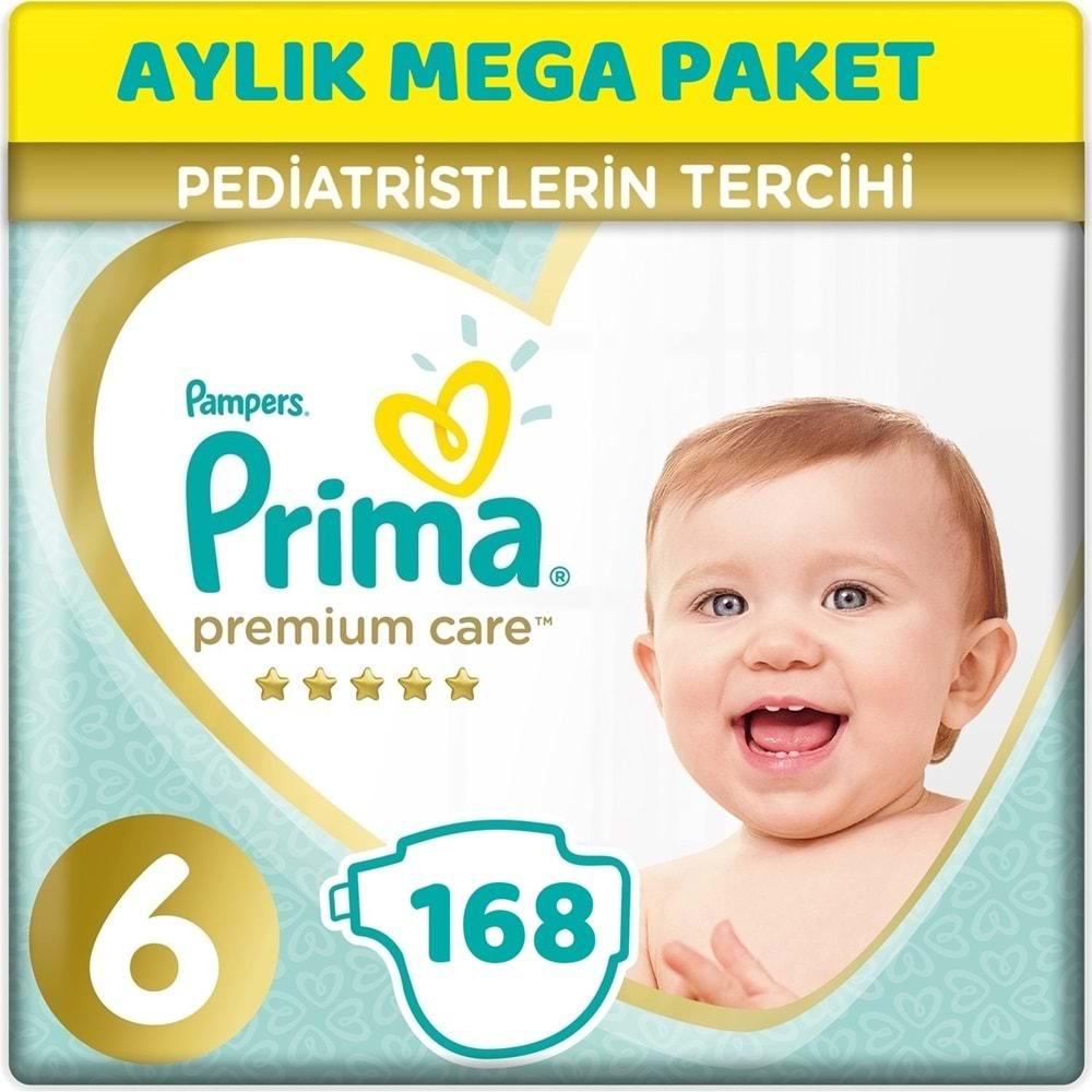Prima Premium Care Bebek Bezi Beden:6 (13+Kg) Extra Large 168 Adet Aylık Mega Pk