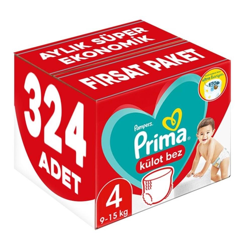 Prima Külot Bebek Bezi Beden:4 (9-15KG) Maxi 324 Adet Aylık Süper Ekonomik Fırsat Pk