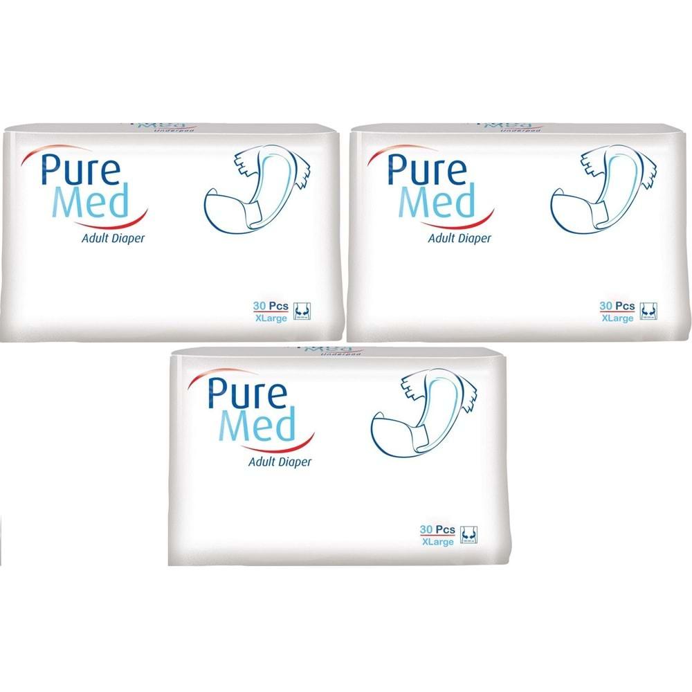 Puremed Hasta Bezi Bel Bantlı Tekstil Yüzey XL Extra Large 90 Adet (3PK*30)