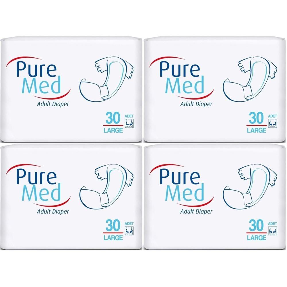 Puremed Hasta Bezi Bel Bantlı Tekstil Yüzey Large L-Büyük 120 Adet (4PK*30)