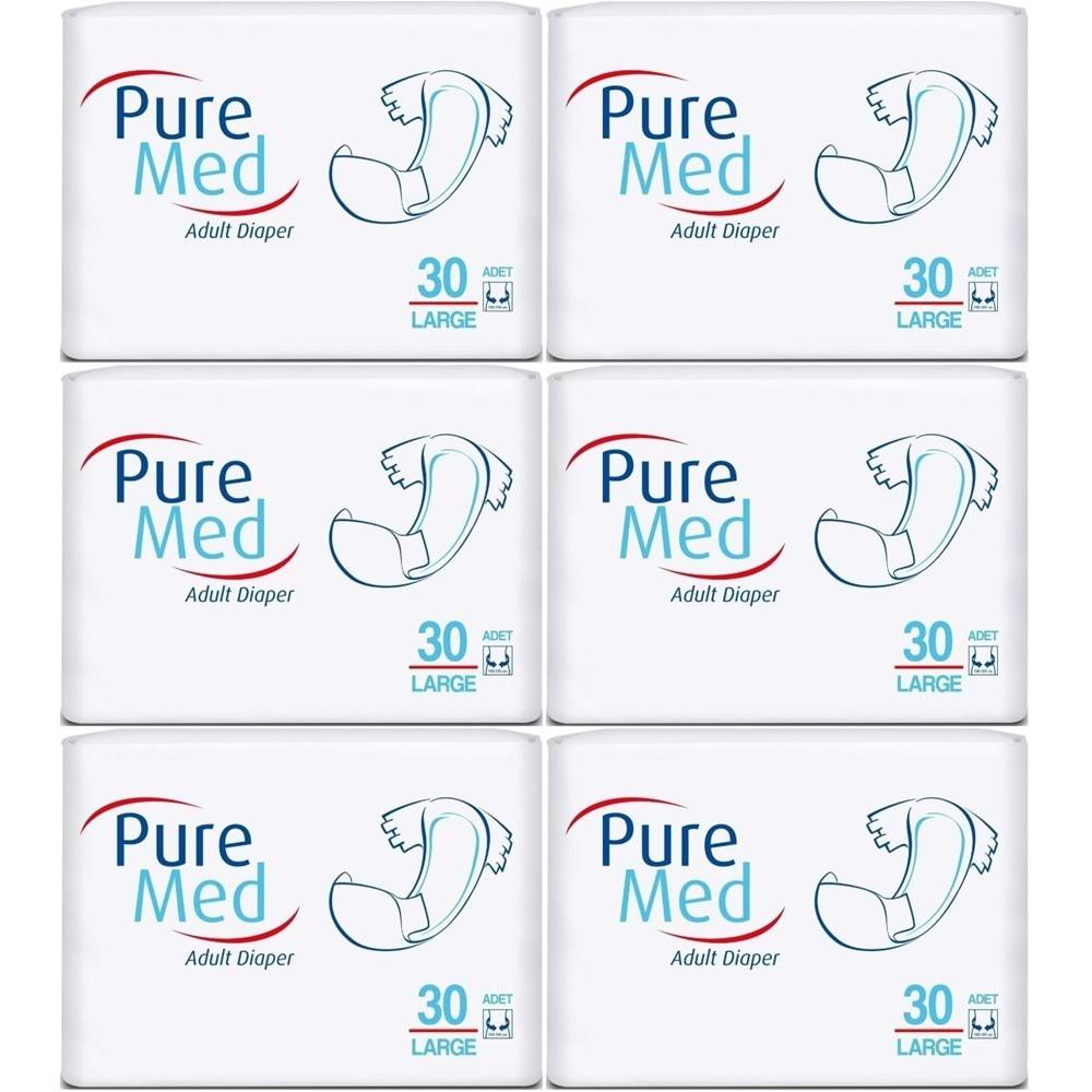 Puremed Hasta Bezi Bel Bantlı Tekstil Yüzey Large L-Büyük 180 Adet (6PK*30)