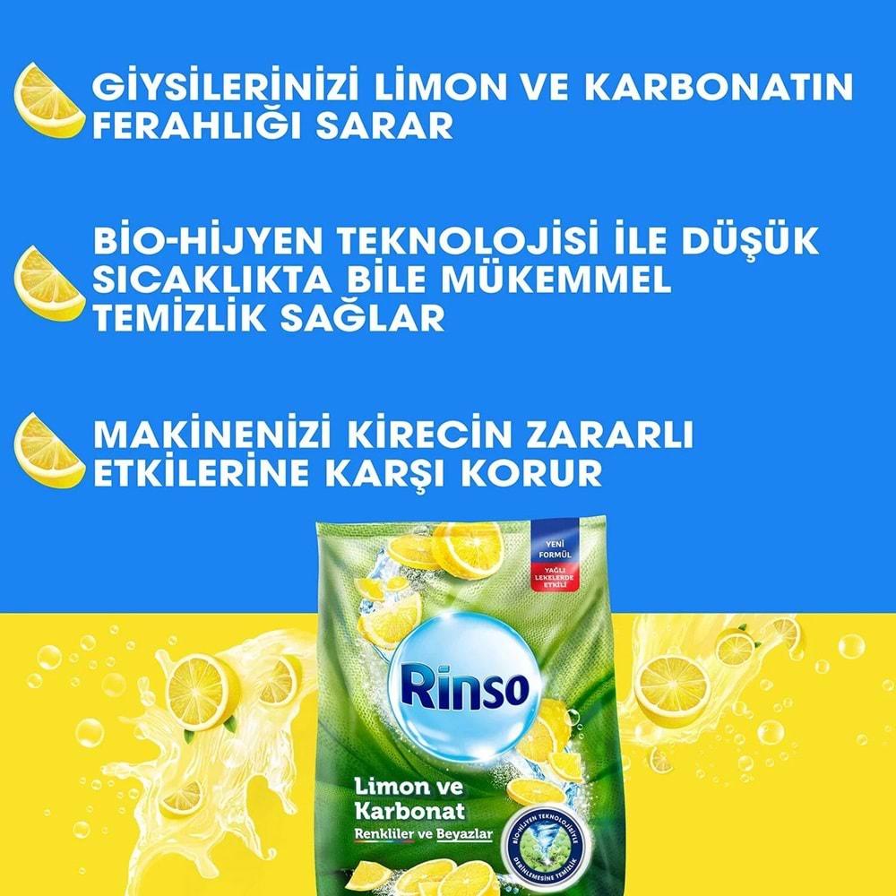 Rinso Matik Toz Deterjan 32KG Limon ve Karbonat / Renkliler ve Beyazlar İçin (4PK*8KG) (212 Yıkama)