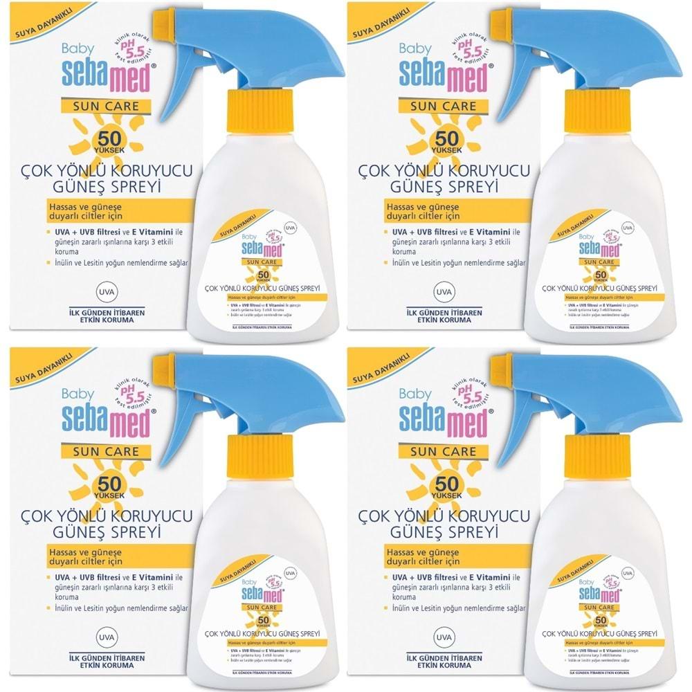 Sebamed Sun Care Bebek Güneş Losyonu Kremi Sprey 50+ Faktör 200ML (Hassas Ciltler İçin) (4 Lü Set)