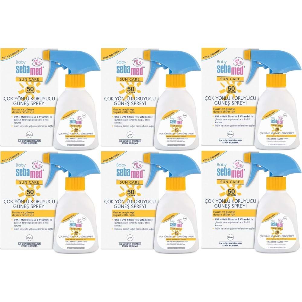 Sebamed Sun Care Bebek Güneş Losyonu Kremi Sprey 50+ Faktör 200ML (Hassas Ciltler İçin) (6 Lı Set)