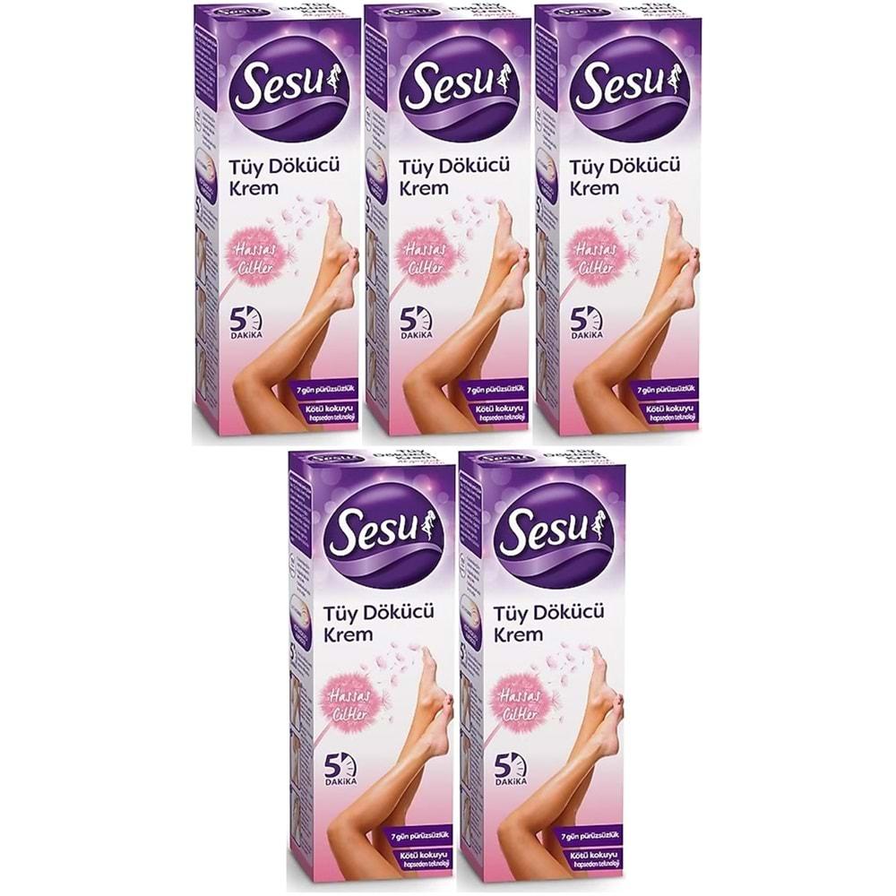 Sesu Tüy Dökücü Krem 40ML Hassas Ciltler (5 Li Set)