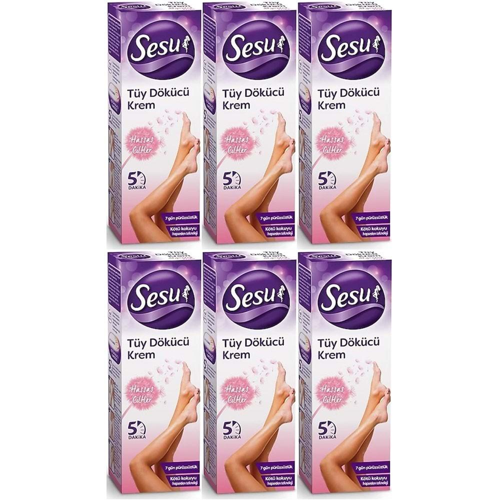 Sesu Tüy Dökücü Krem 40ML Hassas Ciltler (6 Lı Set)