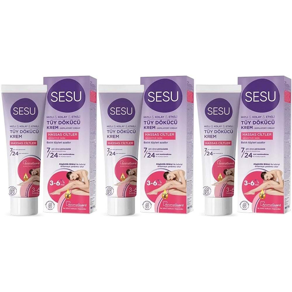 Sesu Tüy Dökücü Krem 100ML Hassas Ciltler (3 Lü Set)