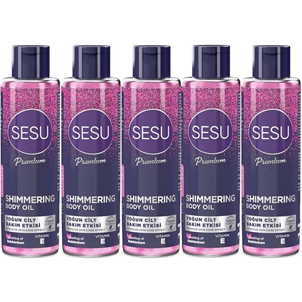 Sesu Simli Cilt Bakım Yağı 150ML (Shımmering Body Oıl) (5 Li Set)