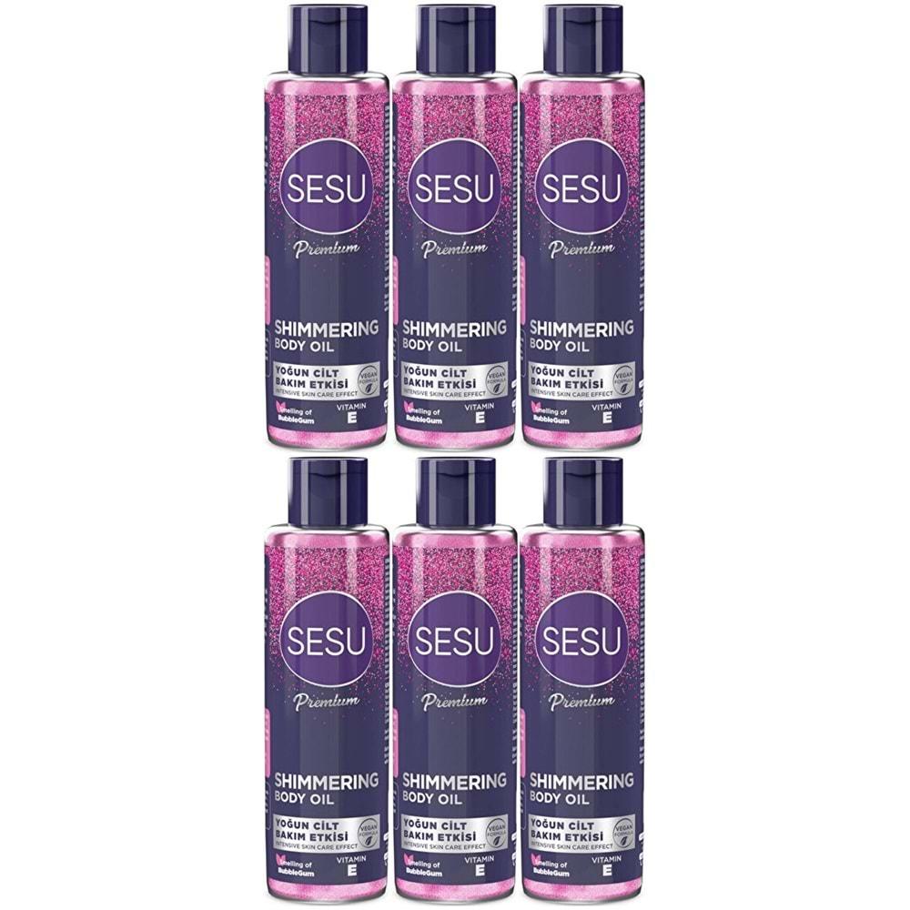 Sesu Simli Cilt Bakım Yağı 150ML (Shımmering Body Oıl) (6 Lı Set)