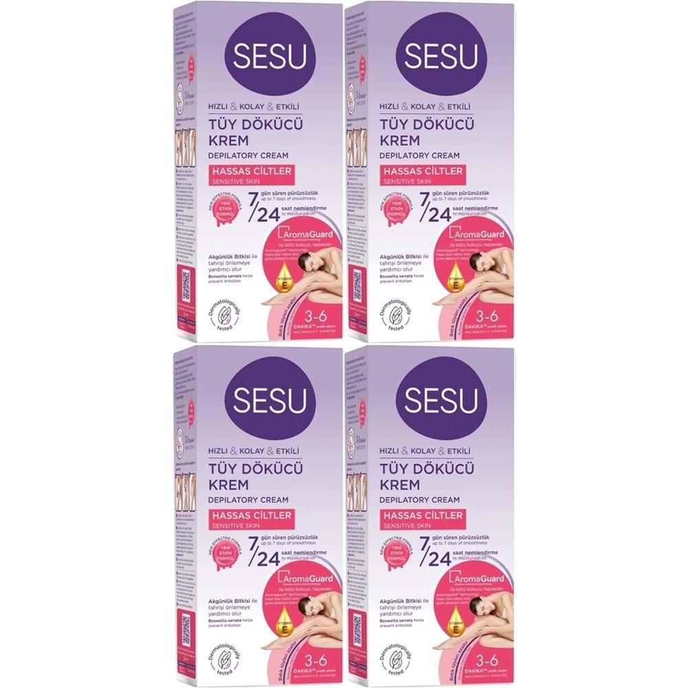 Sesu Tüy Dökücü Krem 40ML Hassas Ciltler/Sensitive (4 Lü Set)