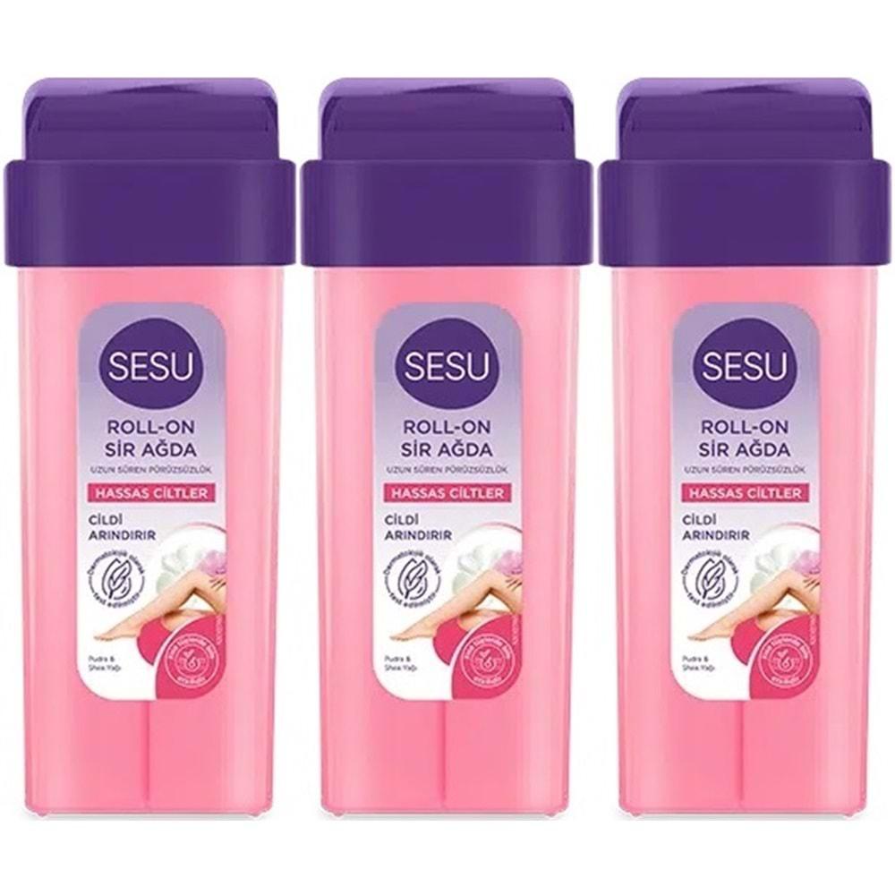 Sesu Roll-On Sir Ağda 100ML Pembe Hassas Cilt (3 Lü Set)