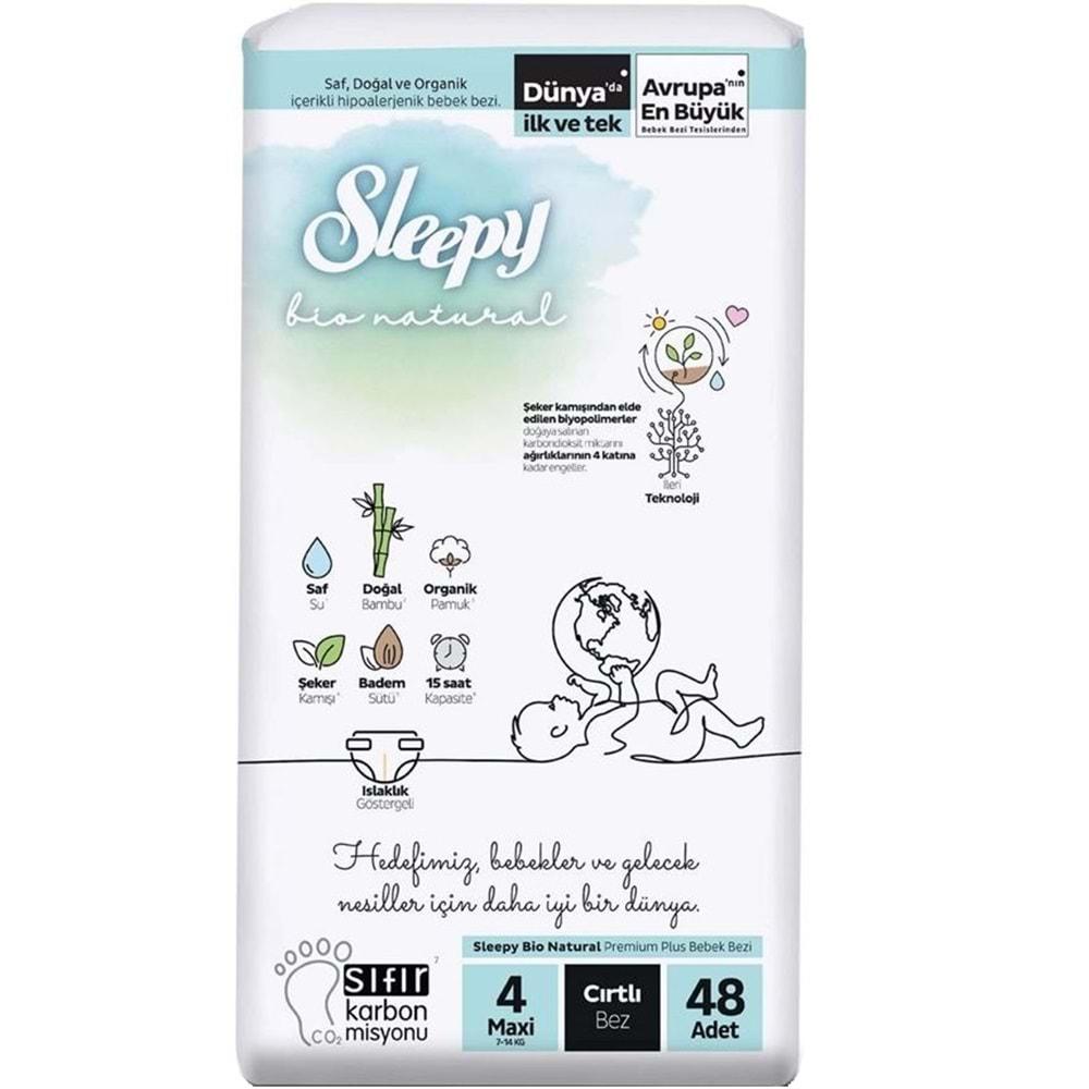 Sleepy Bebek Bezi Bio Natural Beden:4 (7-14KG) Maxi 144 Adet Ekonomik Fırsat Pk