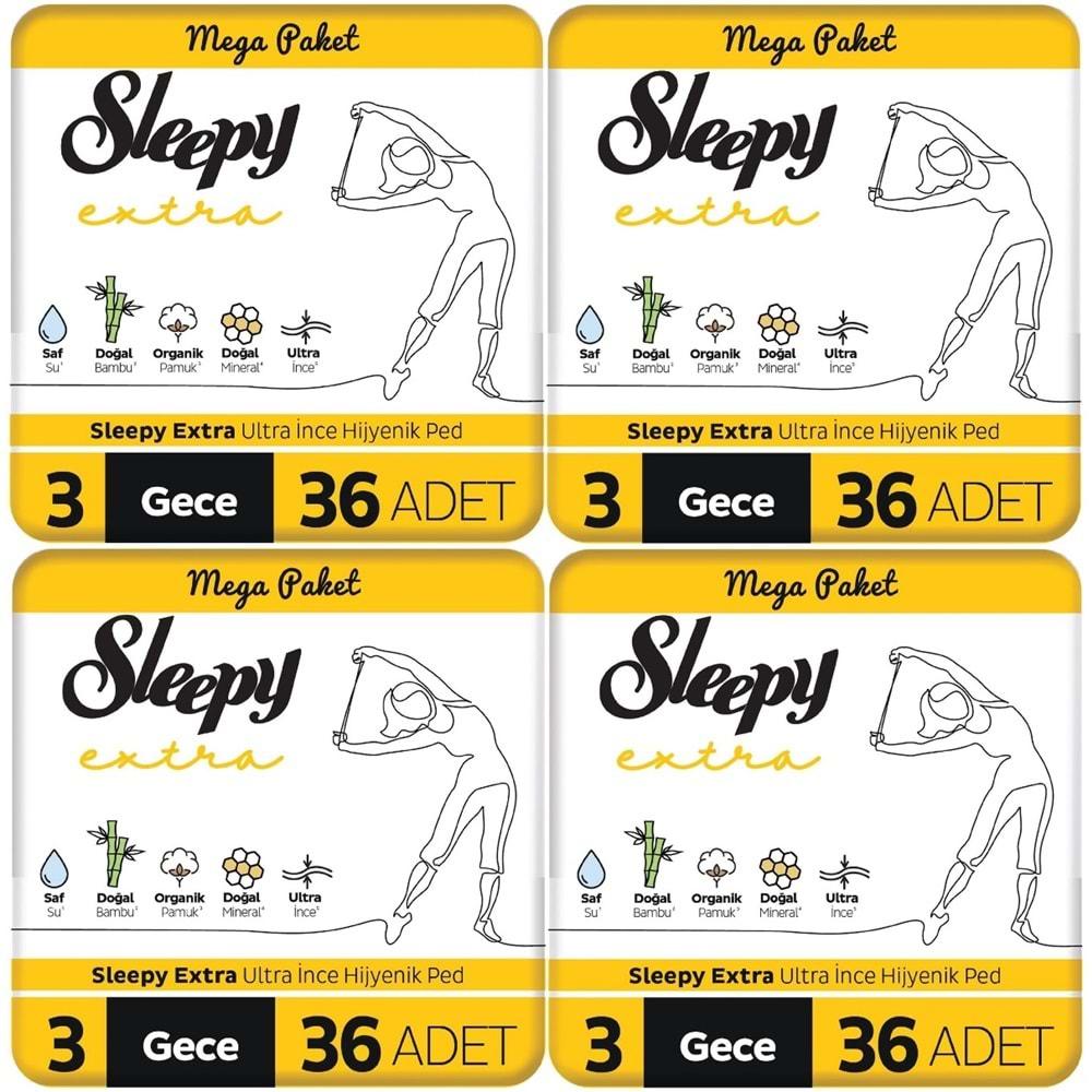 Sleepy Extra Hijyenik Ped Gece 144 Adet Mega Pk (4PK*36)