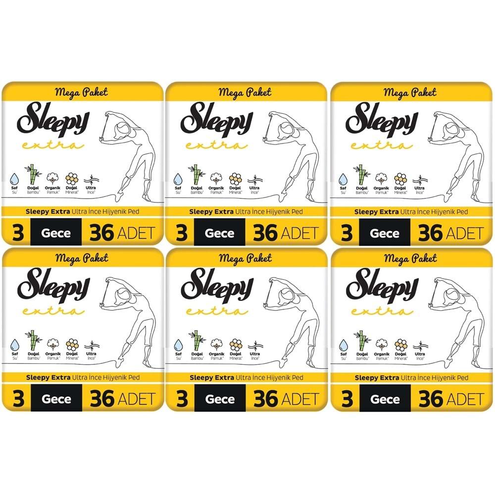 Sleepy Extra Hijyenik Ped Gece 216 Adet Mega Pk (6PK*36)