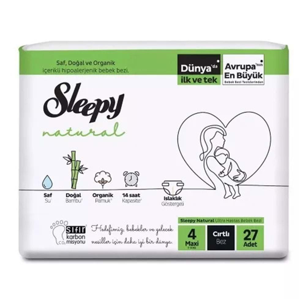 Sleepy Bebek Bezi Natural Beden:4 (7-14KG) Maxi 54 Adet Jumbo Ekonomik Pk