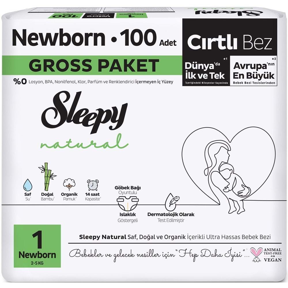 Sleepy Bebek Bezi Natural Beden:1 (2-5KG) Yeni Doğan 400 Adet Süper Ekonomik Fırsat Gross Pk