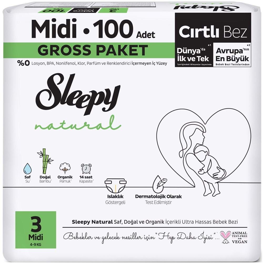 Sleepy Bebek Bezi Natural Beden:3 (4-9KG) Midi 400 Adet Süper Ekonomik Fırsat Gross Pk