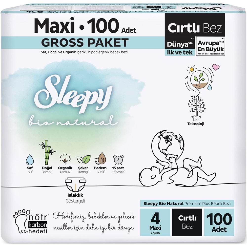 Sleepy Bebek Bezi Bio Natural Beden:4 (7-16KG) Maxi 300 Adet Ekonomik Fırsat Gross Pk