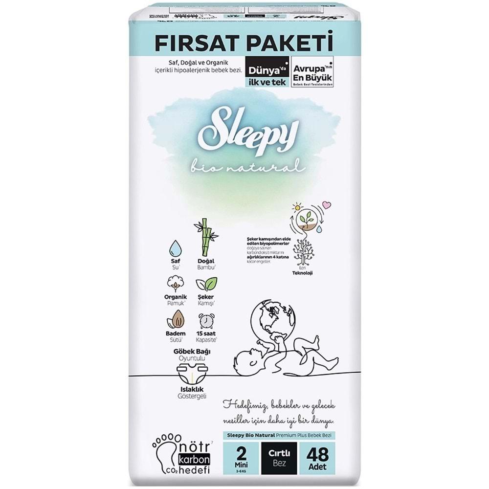 Sleepy Bebek Bezi Bio Natural Beden:2 (3-6KG) Mini 96 Adet Ekonomik Fırsat Pk