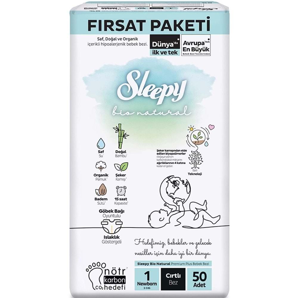 Sleepy Bebek Bezi Bio Natural Beden:1 (2-5KG) Yeni Doğan Newborn 200 Adet Avantaj Fırsat Pk
