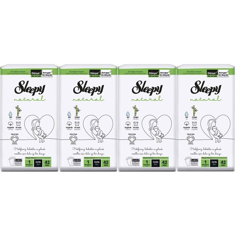 Sleepy Bebek Bezi Natural Beden:1 (2-5KG) Yeni Doğan Newborn 168 Adet Jumbo Pk (4PK*42)