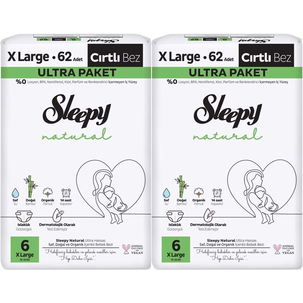 Sleepy Bebek Bezi Natural Beden:6 (15-25KG) Extra Large 124 Adet Ekonomik Ultra Pk