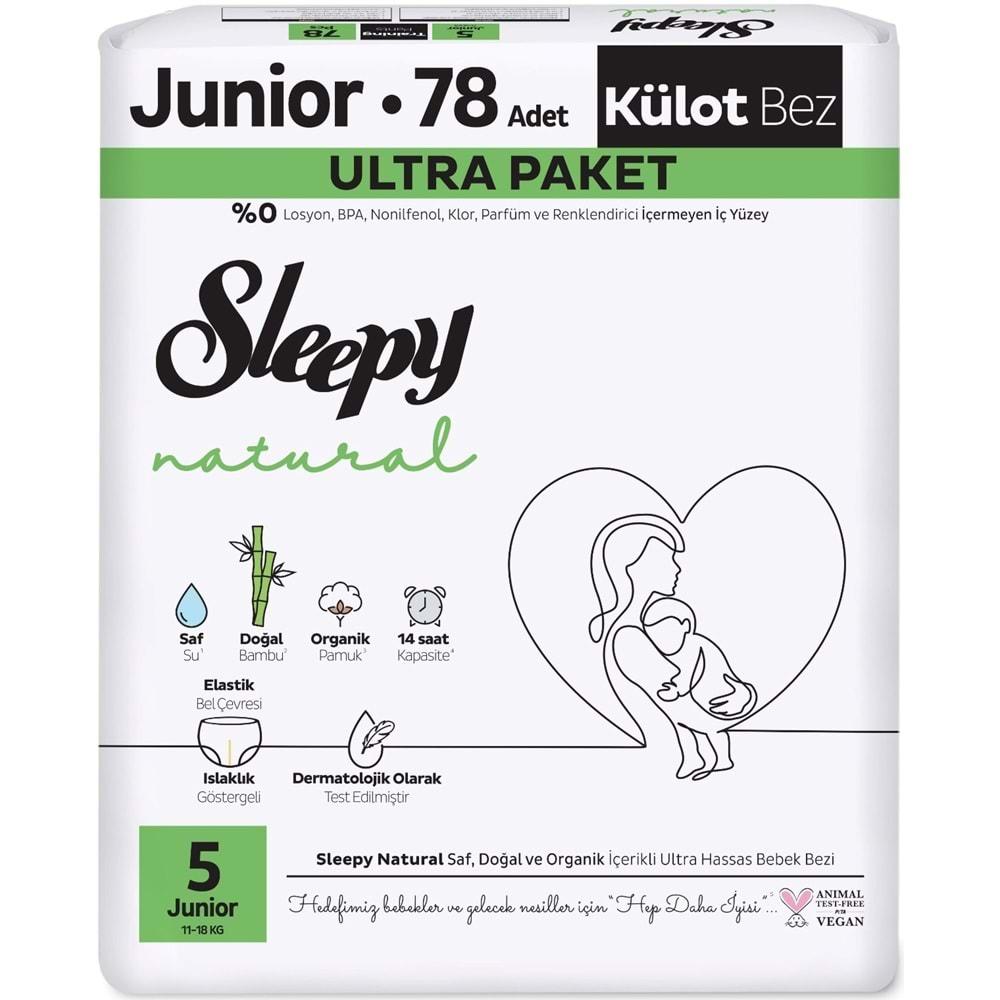 Sleepy Külot Bebek Bezi Natural Beden:5 (11-18KG) Junior 156 Adet Ekonomik Ultra Pk