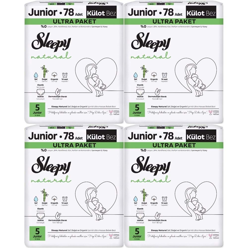 Sleepy Külot Bebek Bezi Natural Beden:5 (11-18KG) Junior 312 Adet Avantaj Ultra Pk