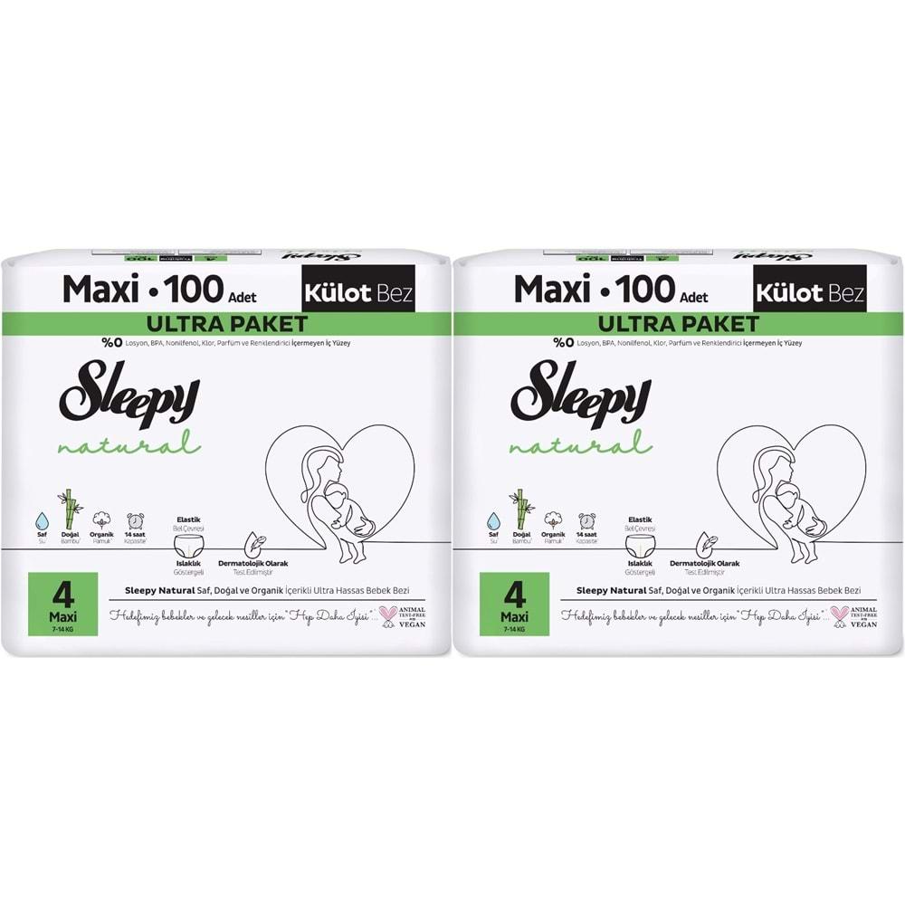 Sleepy Külot Bebek Bezi Natural Beden:4 (7-14KG) Maxi 200 Adet Süper Ekonomik Gross Pk