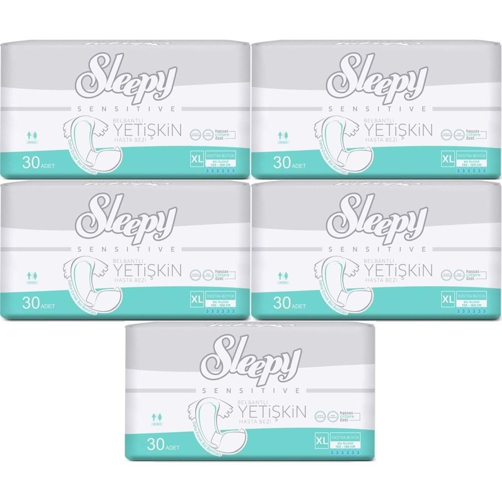 Sleepy Yetişkin Hasta Bezi Bel Bantlı XL - Extra Large - Ekstra Large 150 Adet (5PK*30)