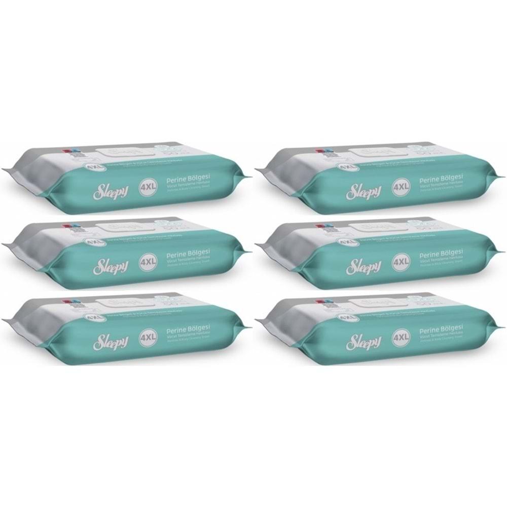 Sleepy Perine Bölgesi ve Vücut Temizleme Islak Mendil Havlu 50 Yaprak (Ebat 4XL) (6 Lı Set)