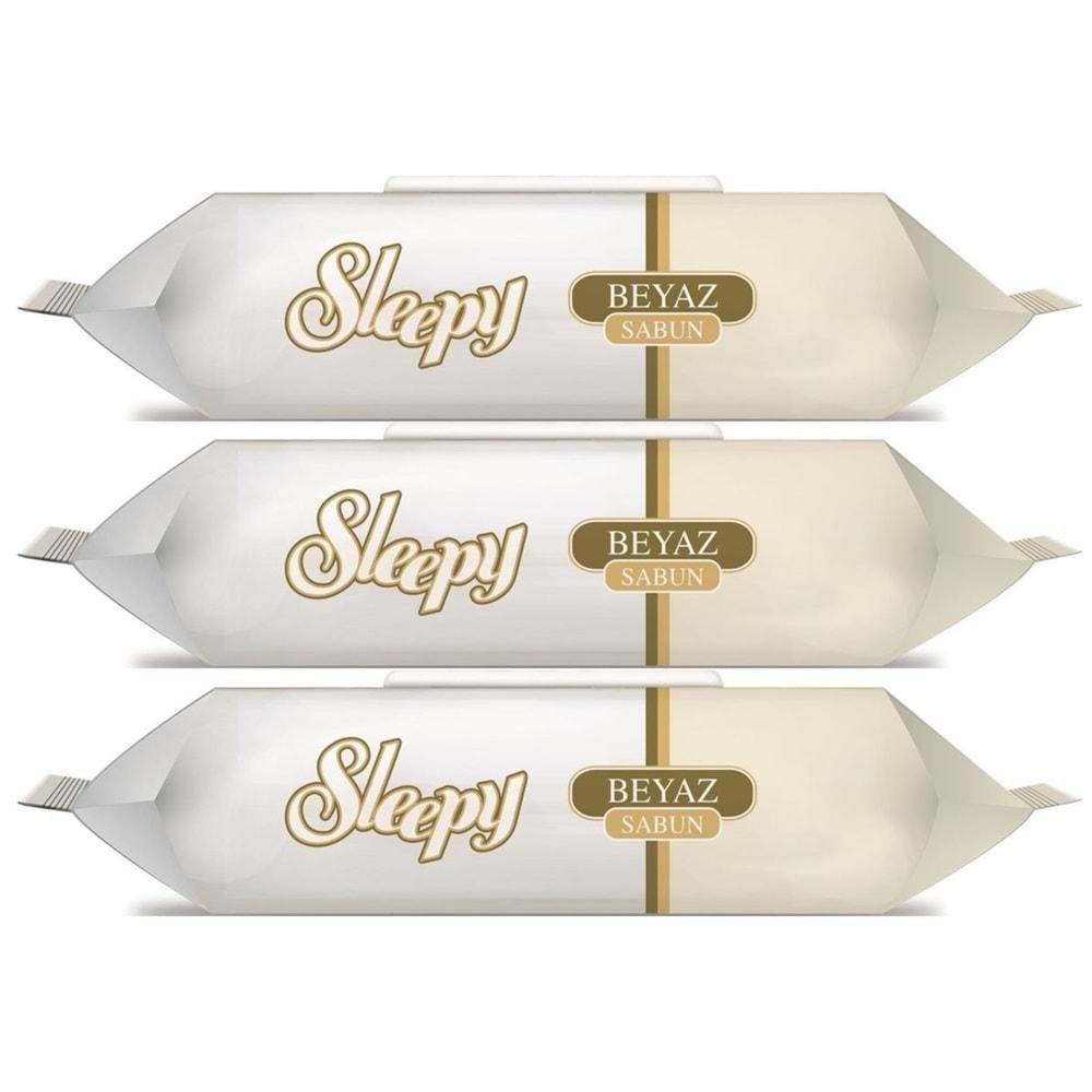 Sleepy Islak Havlu Mendil 90 Yaprak (3 Lü Set) Beyaz Sabun Kokulu Plastik Kapaklı (270 Yaprak)