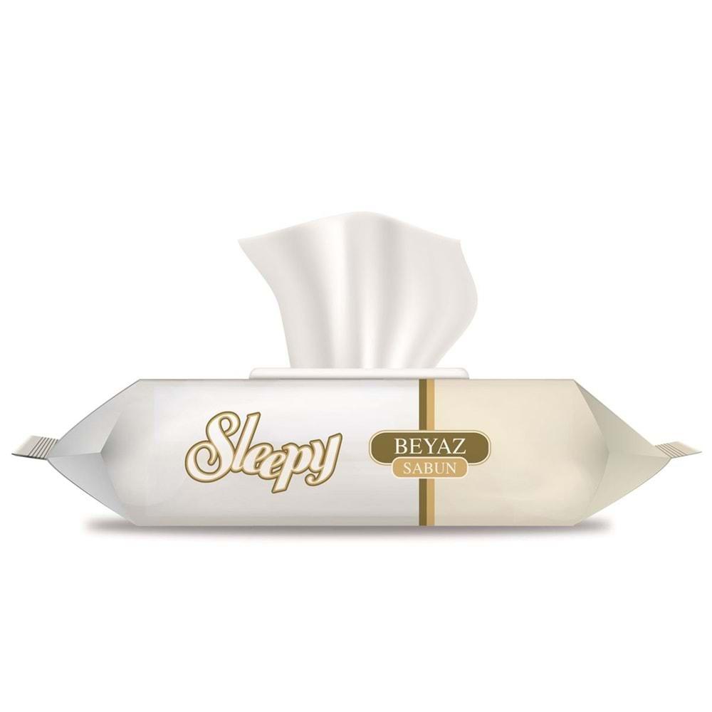 Sleepy Islak Havlu Mendil 90 Yaprak (9 Lu Set) Beyaz Sabun Kokulu Plastik Kapaklı (810 Yaprak)