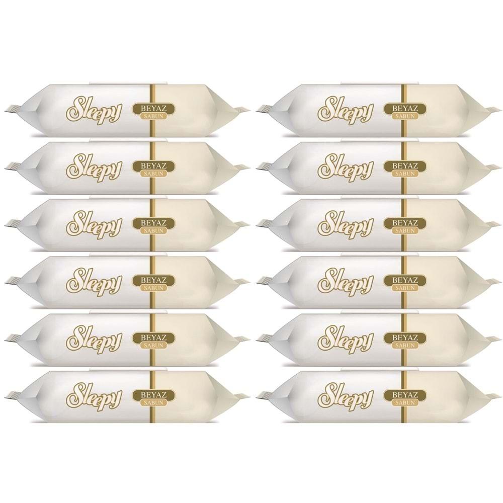 Sleepy Islak Havlu Mendil 90 Yaprak (12 Li Set) Beyaz Sabun Kokulu Plastik Kapaklı (1080 Yaprak)