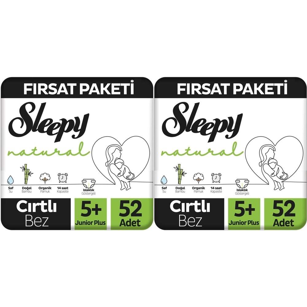 Sleepy Bebek Bezi Naturel Beden:5+ (13-20Kg) Junior Plus 104 Adet Ekonomik Fırsat Pk