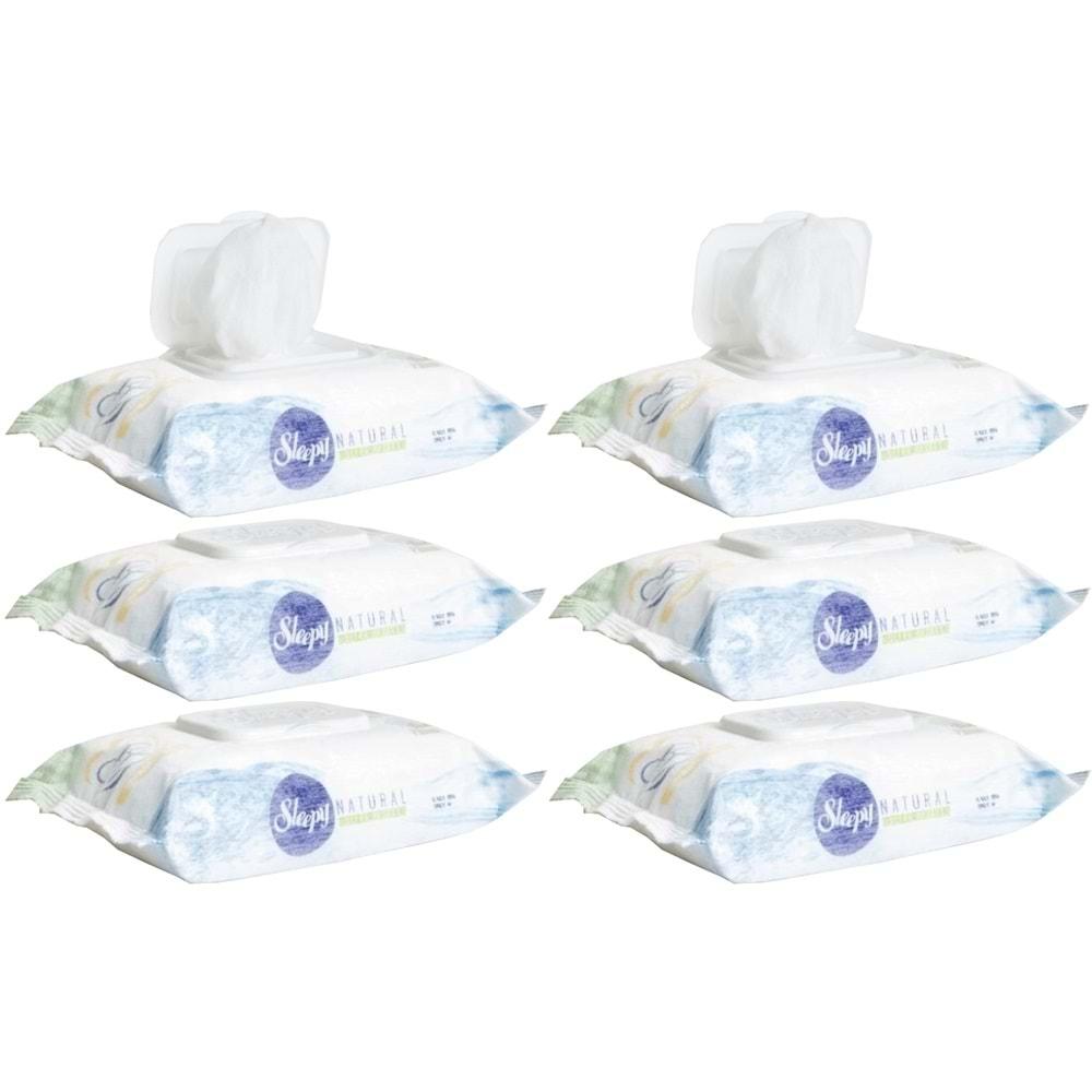 Sleepy Islak Havlu Mendil Pamuklu Yenidoğan Natural Bambu 40 Yaprak 6 Lı Set (240 Yaprak)