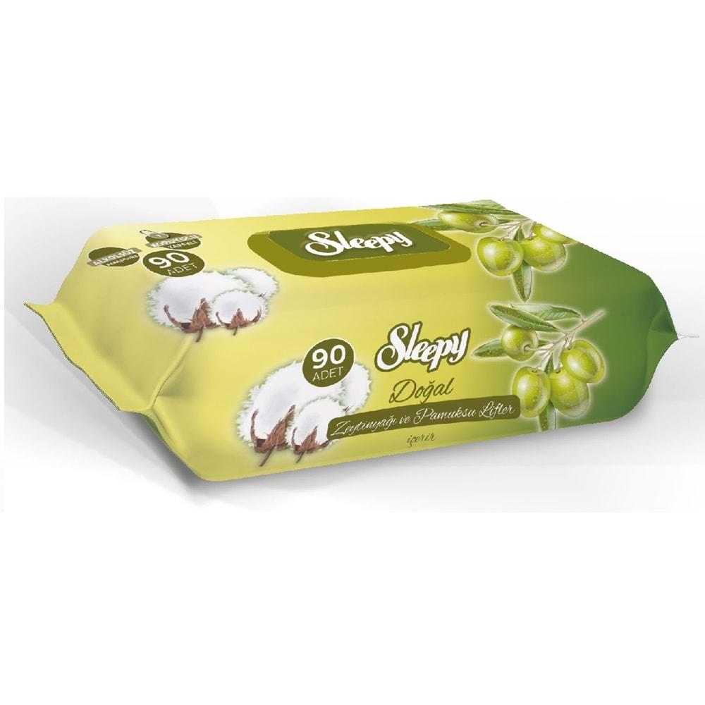 Sleepy Islak Havlu Mendil 90 Yaprak 20 Li Set Pamuk&Zeytin Yağlı Plastik Kapaklı