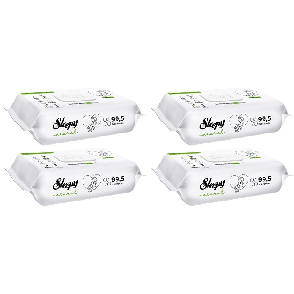 Sleepy Islak Havlu Mendil 90 Yaprak Natural Yenidoğan 4 Lü Set 360 Yaprak Plastik Kapaklı