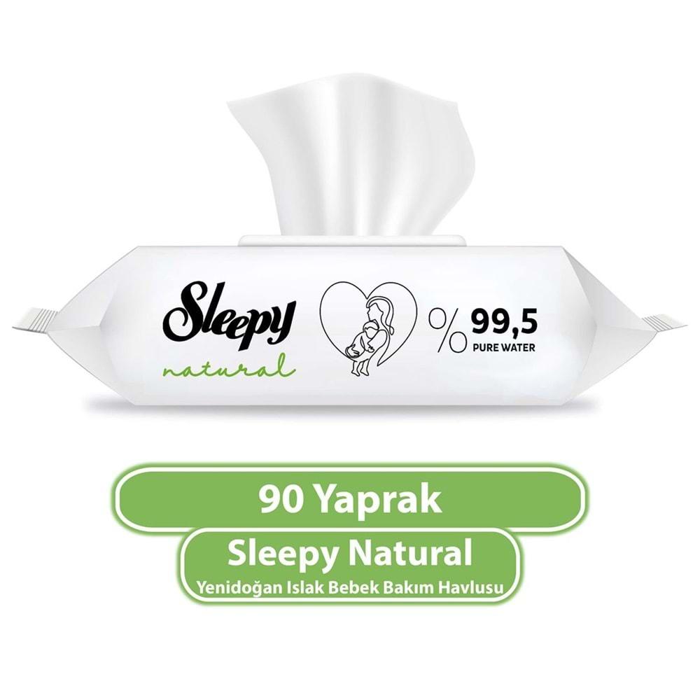 Sleepy Islak Havlu Mendil 90 Yaprak Natural Yenidoğan 6 Lı Set 540 Yaprak Plastik Kapaklı