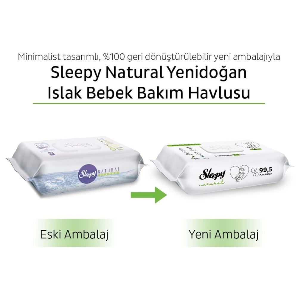 Sleepy Islak Havlu Mendil 90 Yaprak Natural Yenidoğan 18 Li Set 1620 Yaprak Plastik Kapaklı