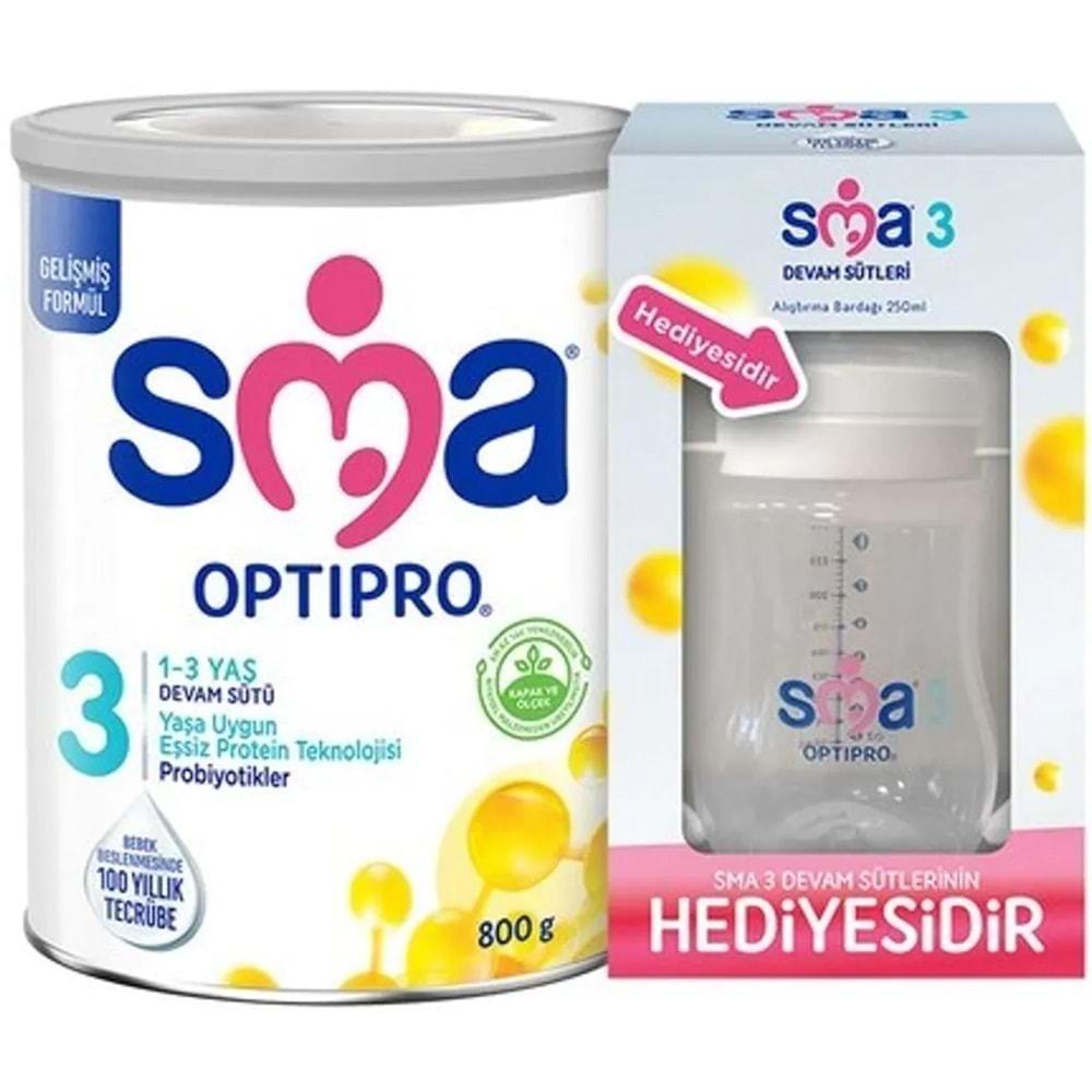Sma Optipro 800GR No:3 Devam Sütü (1-3 Yaş) (Alıştırma Bardağı Hediyeli) (4 Lü Set)