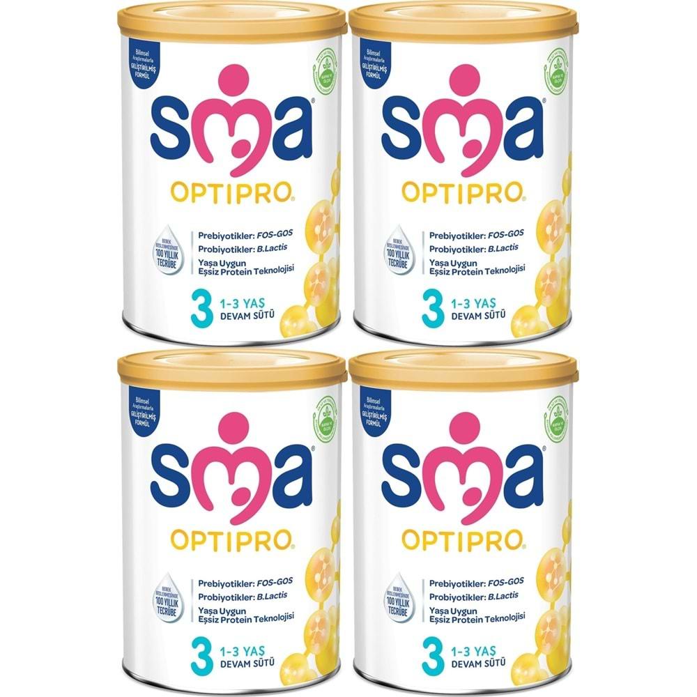 Sma Optipro 800GR No:3 Devam Sütü (1-3 Yaş) (4 Lü Set)