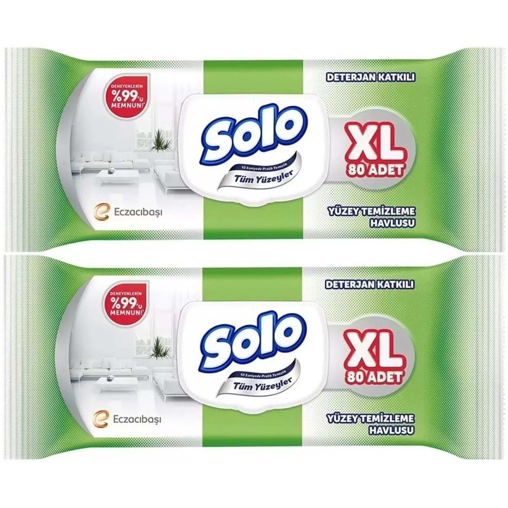 Solo Yüzey Temizlik Havlusu 80 Yaprak XL Deterjan Katkılı Plastik Kapaklı (2 Li Set) 160 Yaprak